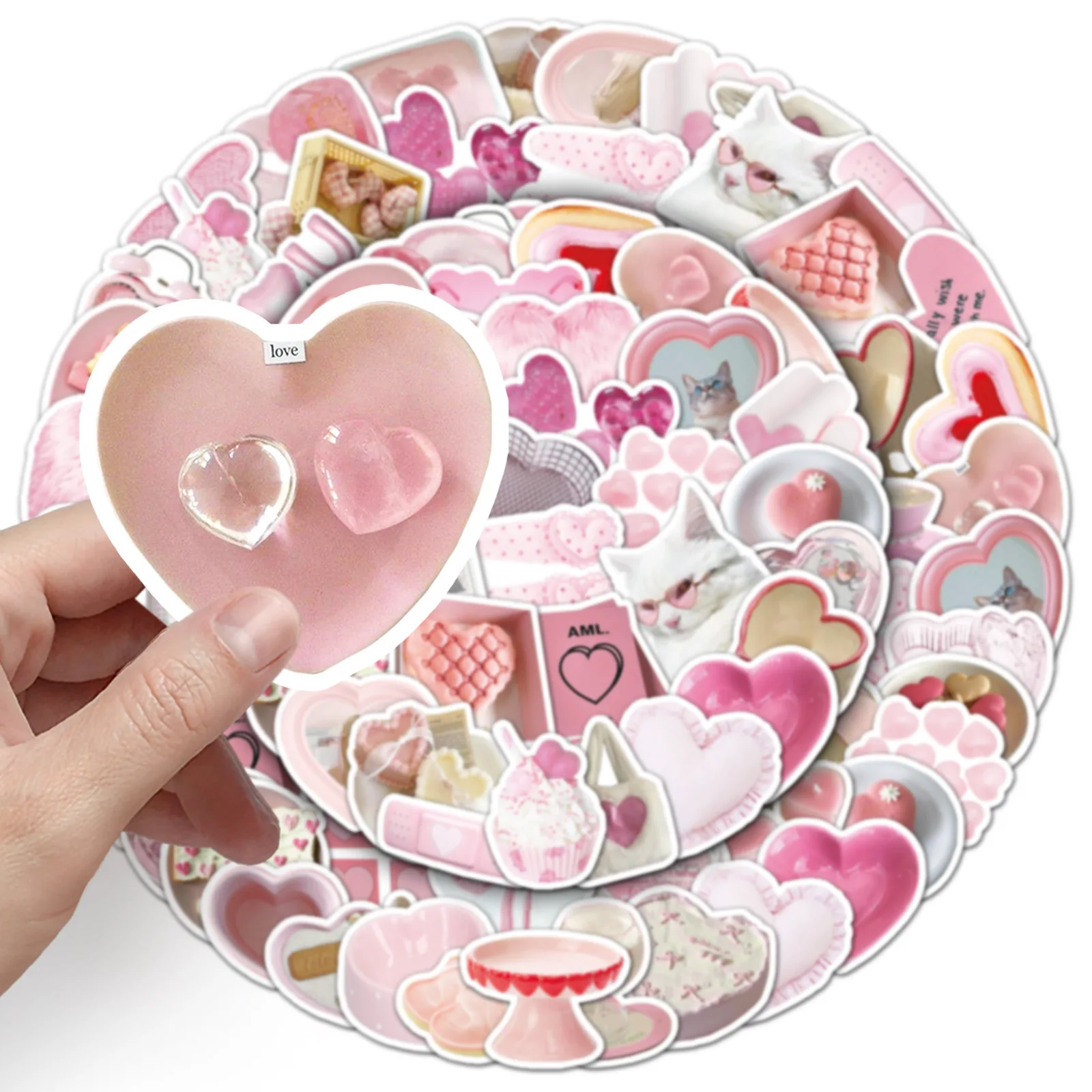 50 قطع الوردي الحب INS نمط ملصقات للماء فتاة شيء الكتابة على الجدران الديكور DIY الغيتار الهاتف المحمول الدراجة الثلاجة الشارات