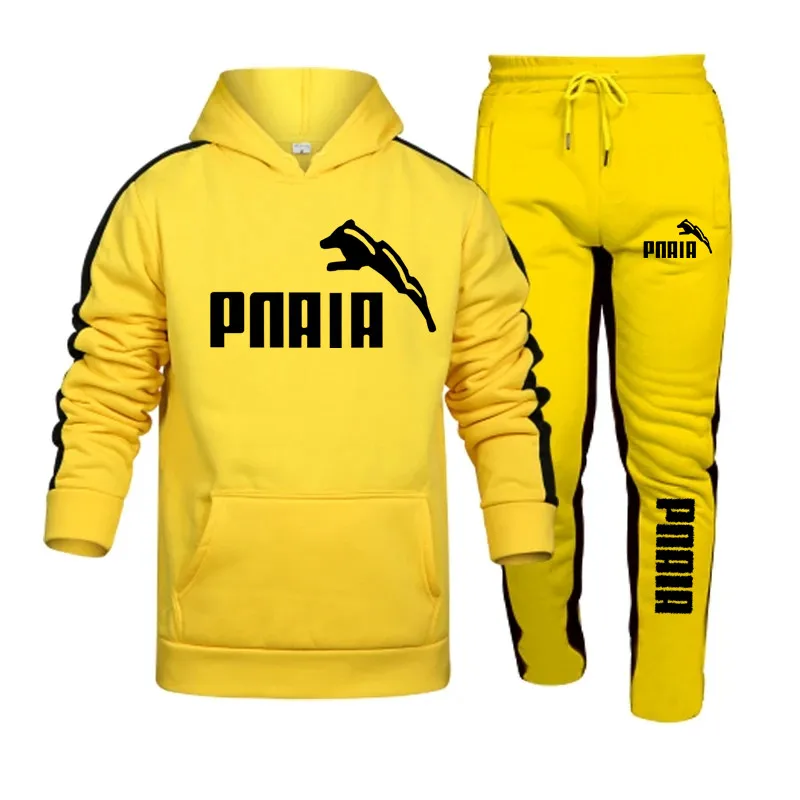 New PNAIA Men\'s and Women\'s Fashion Sports Stripe Hoodie Casual 2-piece Set