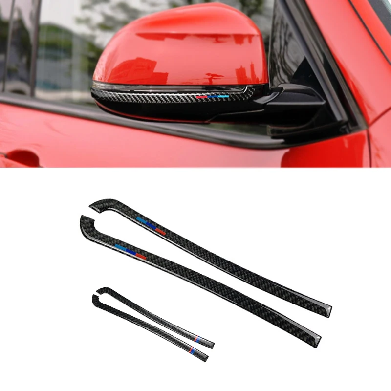 2x Car Styling Real Carbon Fiber Rearview Mirror Anti-rub Strip Anti-collision Sticker Trim For BMW X3 X4 X5 X6 F25 F26 F15 F16