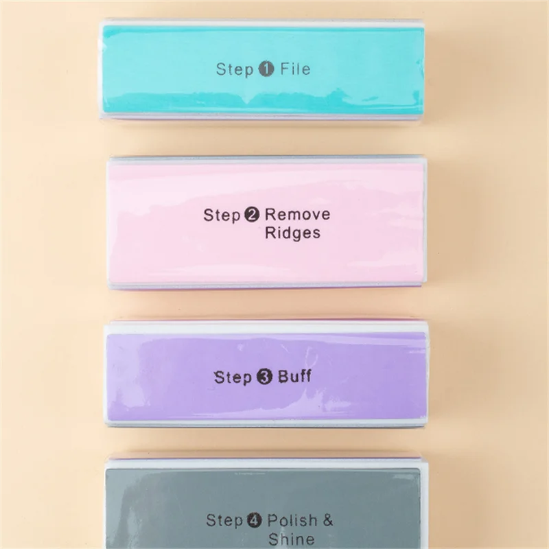 1/12PCS 4 Sides Sponge Nail Buffers Colorful Sanding Buffing Block Grinding Polishing Nail File Professional Nail Manicure Tool