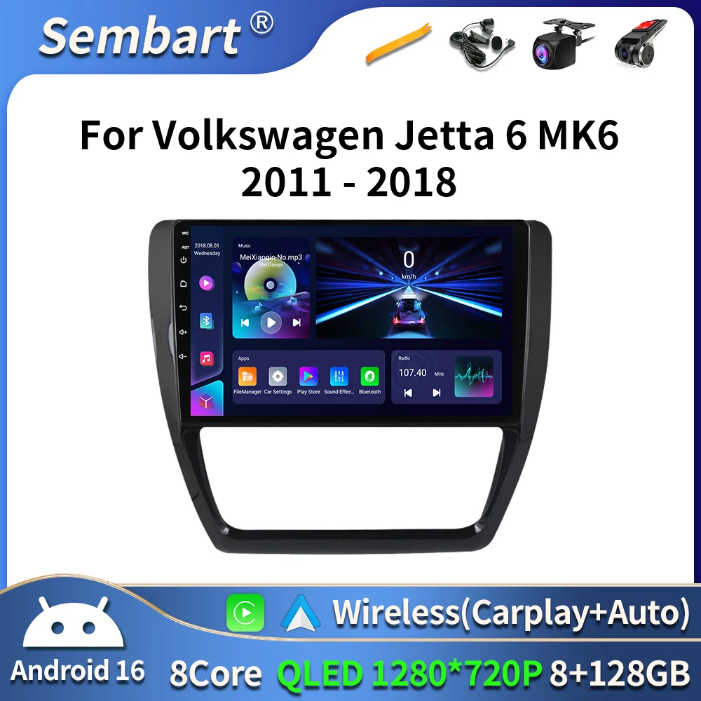 

For Volkswagen Jetta 6 2011 - 2018 Android 16 Carplay Auto 4G+WIFI GPS Car Radio Navigation Multimedia Video Player Stereo BT