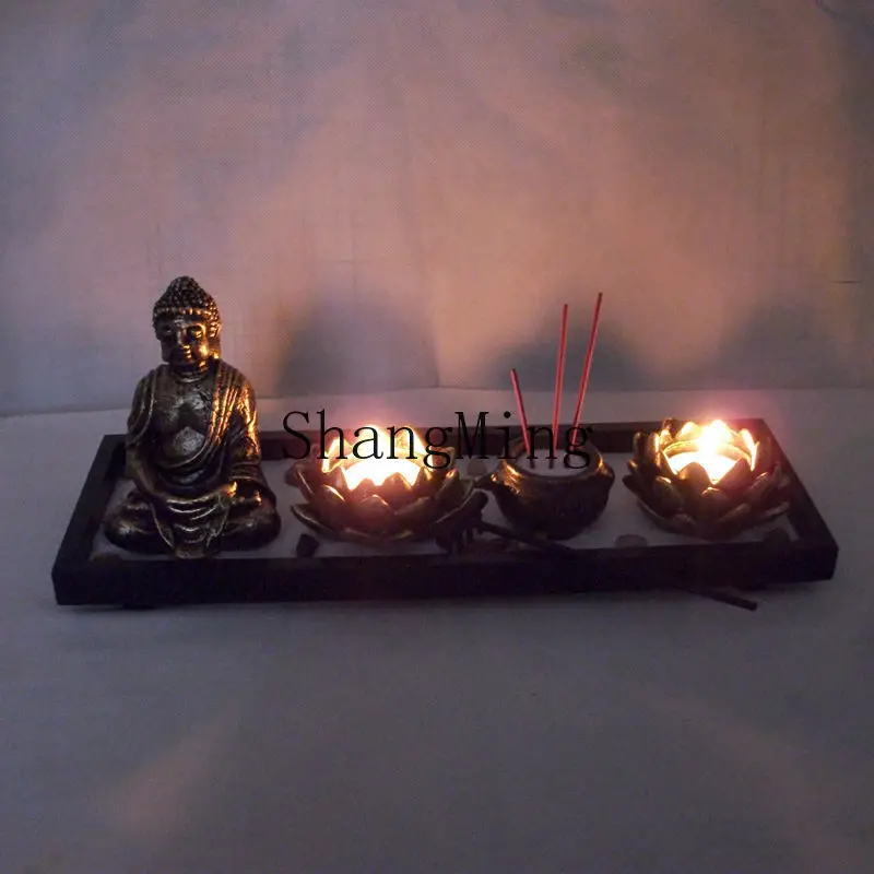 

DSA resin handicraft candlestick ornament zen sand table sand pendulum lotus Buddha statue entrance creative ornament decoration