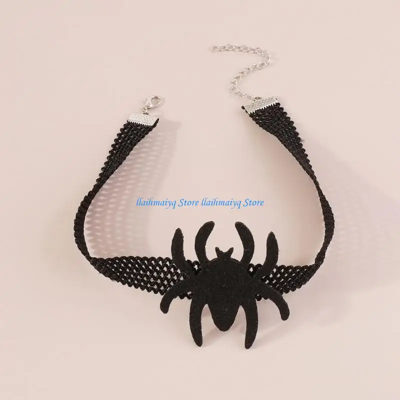 

573B Fashion Niche Skull Spiders Pendant Collarbone Chain Temperament Simple Cold Wind Adjustable Fabric Rope Necklace