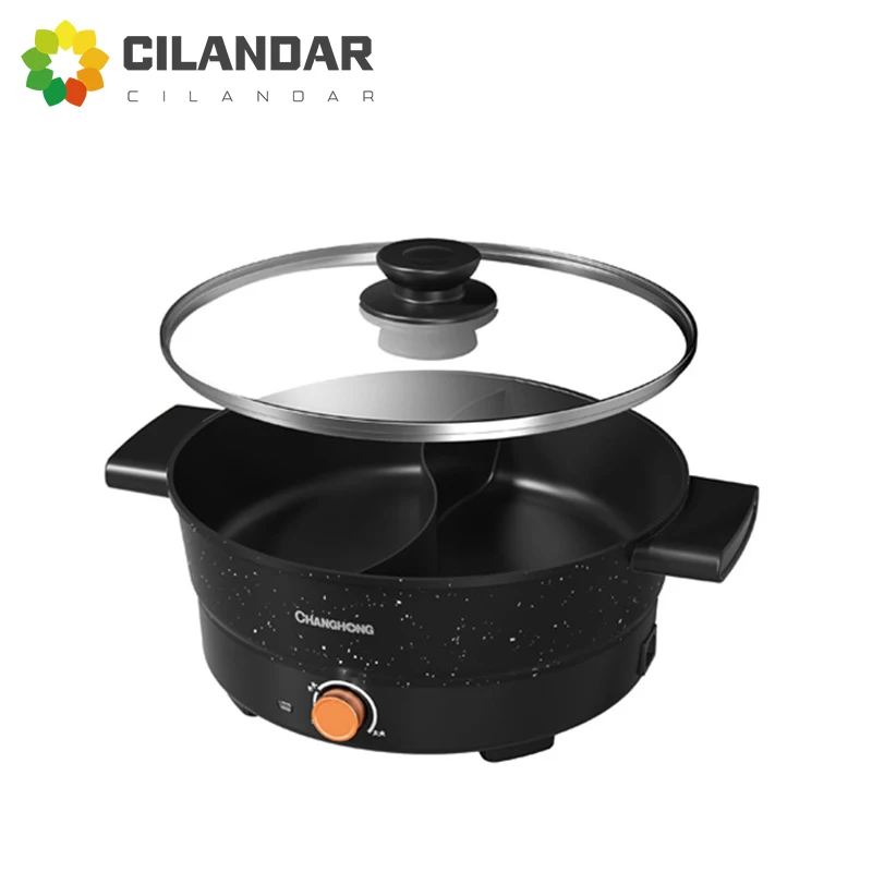 Panela Elétrica Tipo Split Hot Pot, Pote Multifuncional Doméstico, Pequeno Dormitório Noodle Cooking Pot para Cozinhar changhong