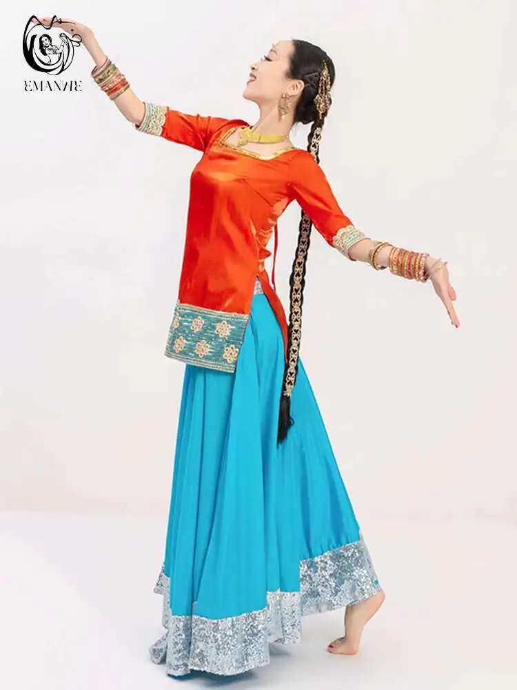 جديد غريب نمط الهندي ملابس رقص نمط العرقية المرأة أزياء ملابس رقص ممارسة تنورة 720 درجة كبير سوينغ تنورة