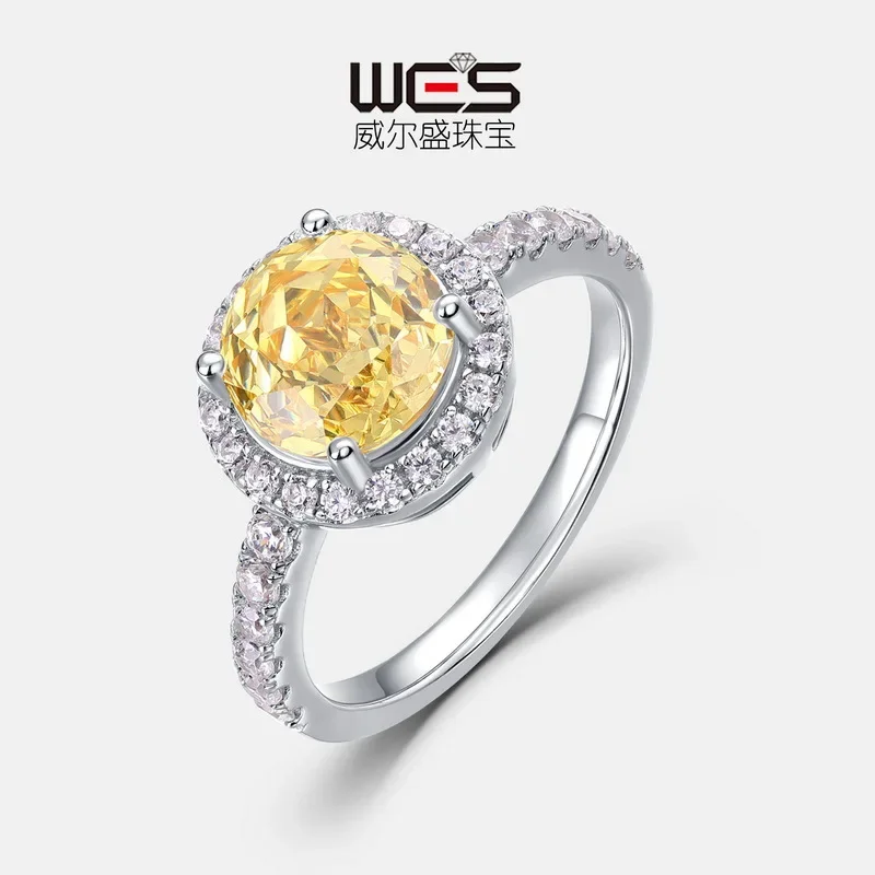 18K Gold Inlaid Colored Baby Stone PT950 Platinum Millennium Rose Cut 3A Zirconium Ring Moissanite Ring