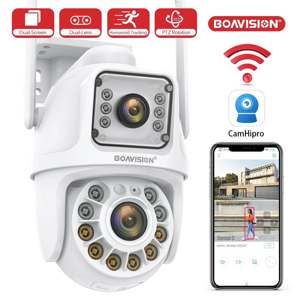 camera de seguranca ptz dual lens dual screen ai auto tracking deteccao humanoide audio bidirecional aplicativo camhipro wi fi hd 4mp 01