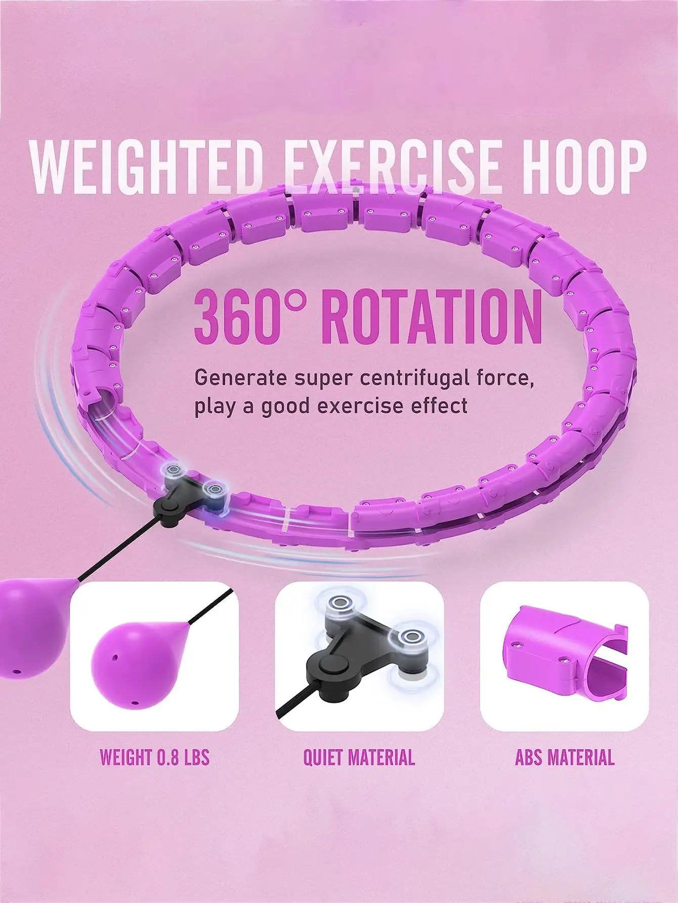 24 Section Adjustable Exercise Hoop, Abdominal and Waist Exercises, Detachable Massage, Fitness Hoop Training, Weight Loss