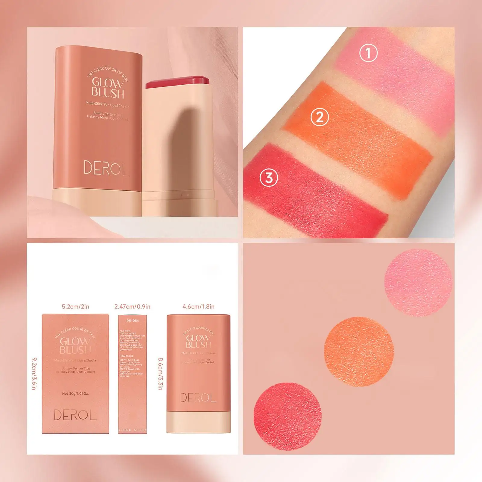 Cream Blush Stick Matte Finish Cheek Blusher Solid Moisturizer Easy Blend for Daily Makeup