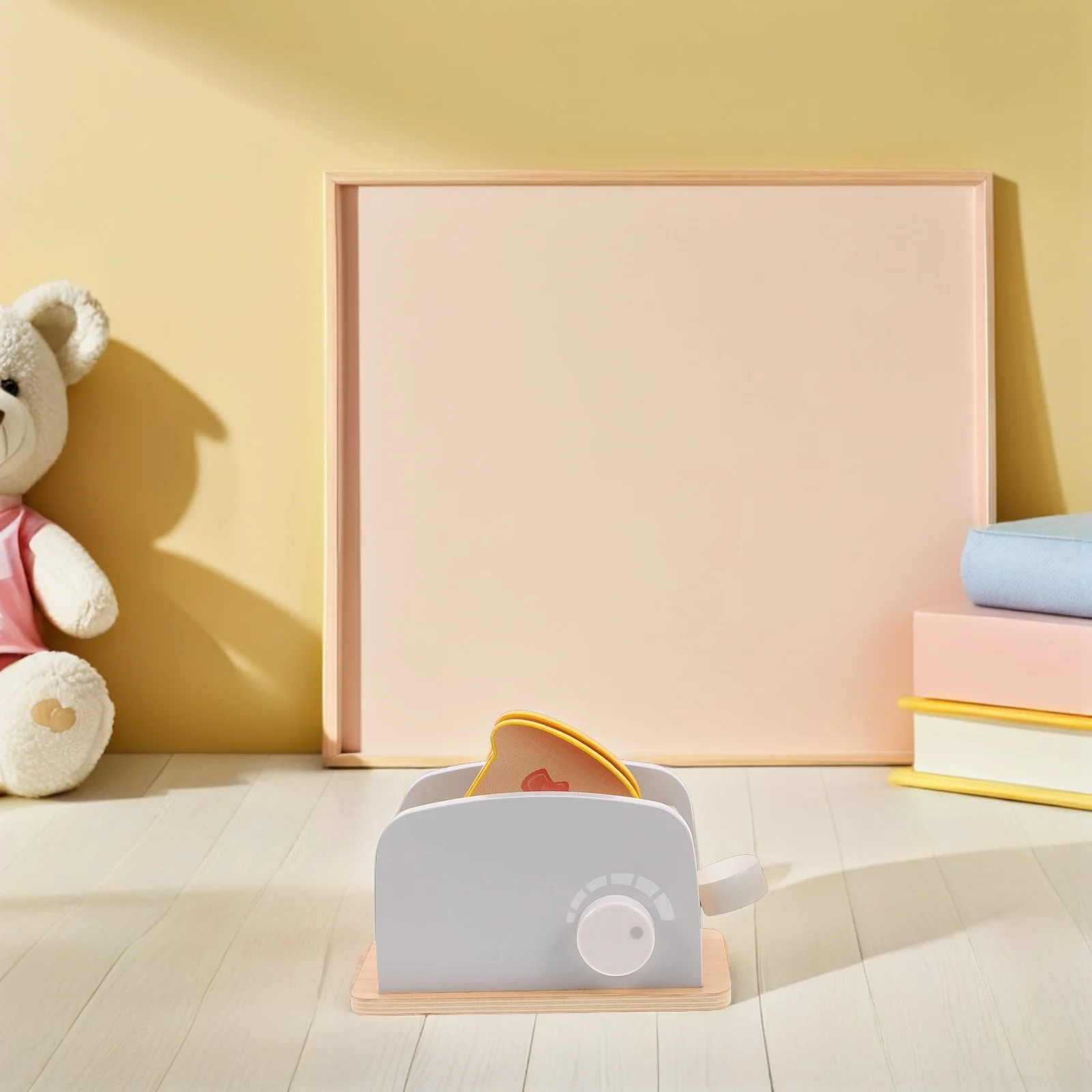 1 ensemble de grille-pain en bois pour petit déjeuner, jeu de simulation, ensemble de cuisine, Mini machine à pain, jeu de rôle, accessoires Montessori pour les tout-petits