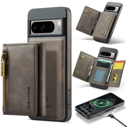 DG.Ming RFID Blocking Retro Flip Leather Case For Google Pixel 10 9 8 Pro XL  Wallet Magnetic Cover Detachable