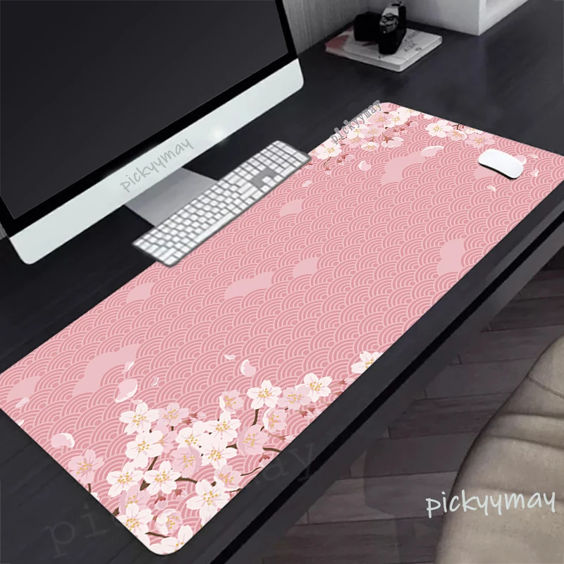 

Pink Sakura Mouse Pad Gamer Mousepads Big Gaming Mousepad XXL Mouse Mat Large Keyboard Mat Flower Desk Pad For Computer Laptop