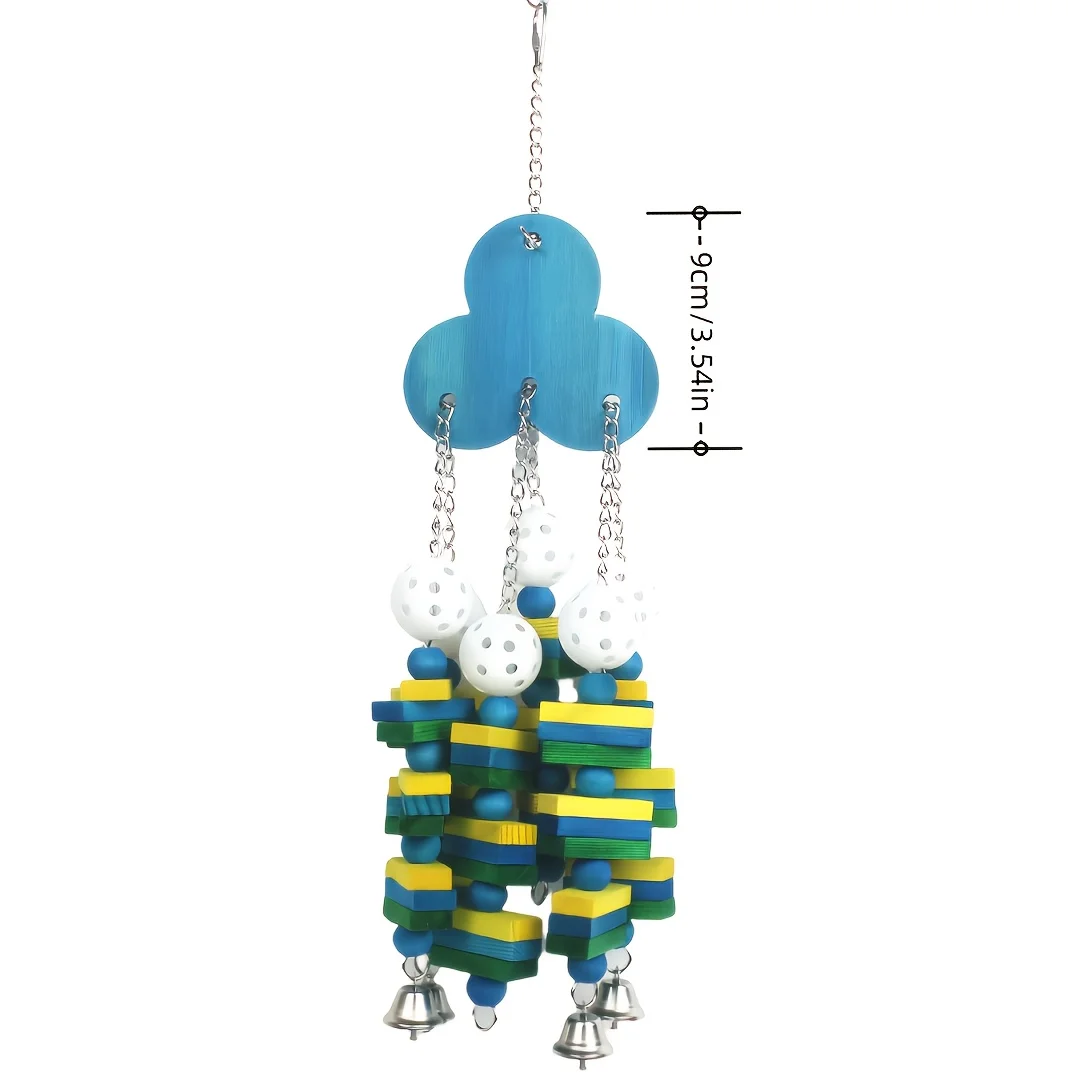 Blueberry-Shaped Interactive Parrot Chew Toy with Melodic Bell And Vibrant Wooden Beads Durable String Toy for Birds