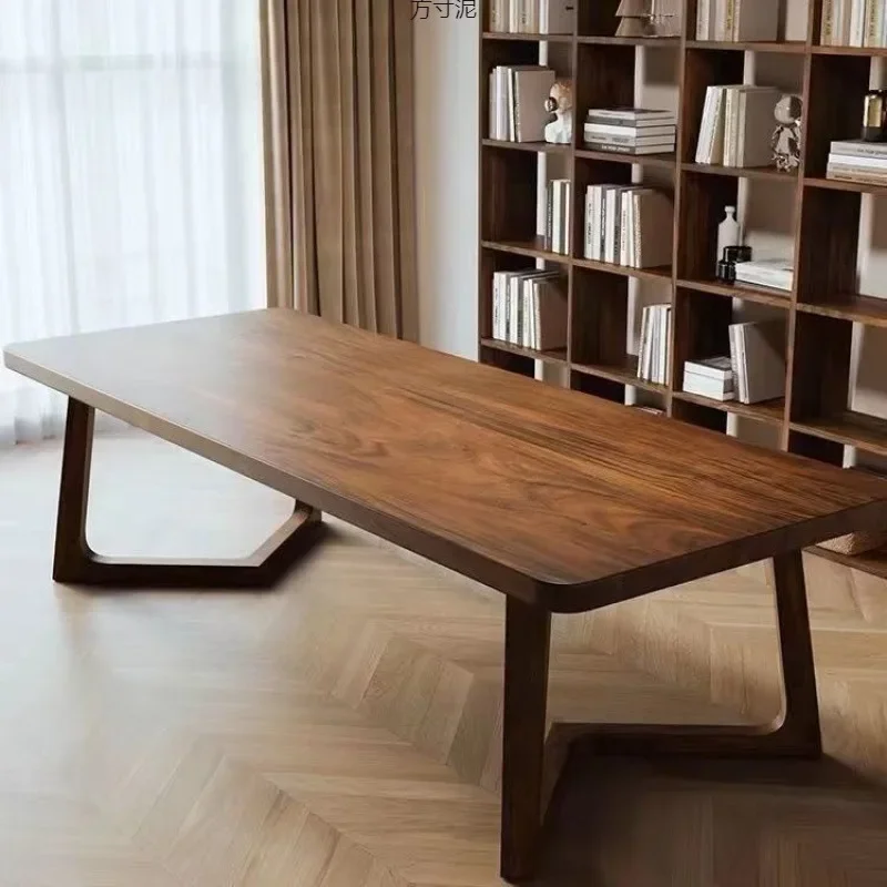Black walnut large board tea table desk conference tea countertop solid wood dining table book desktop