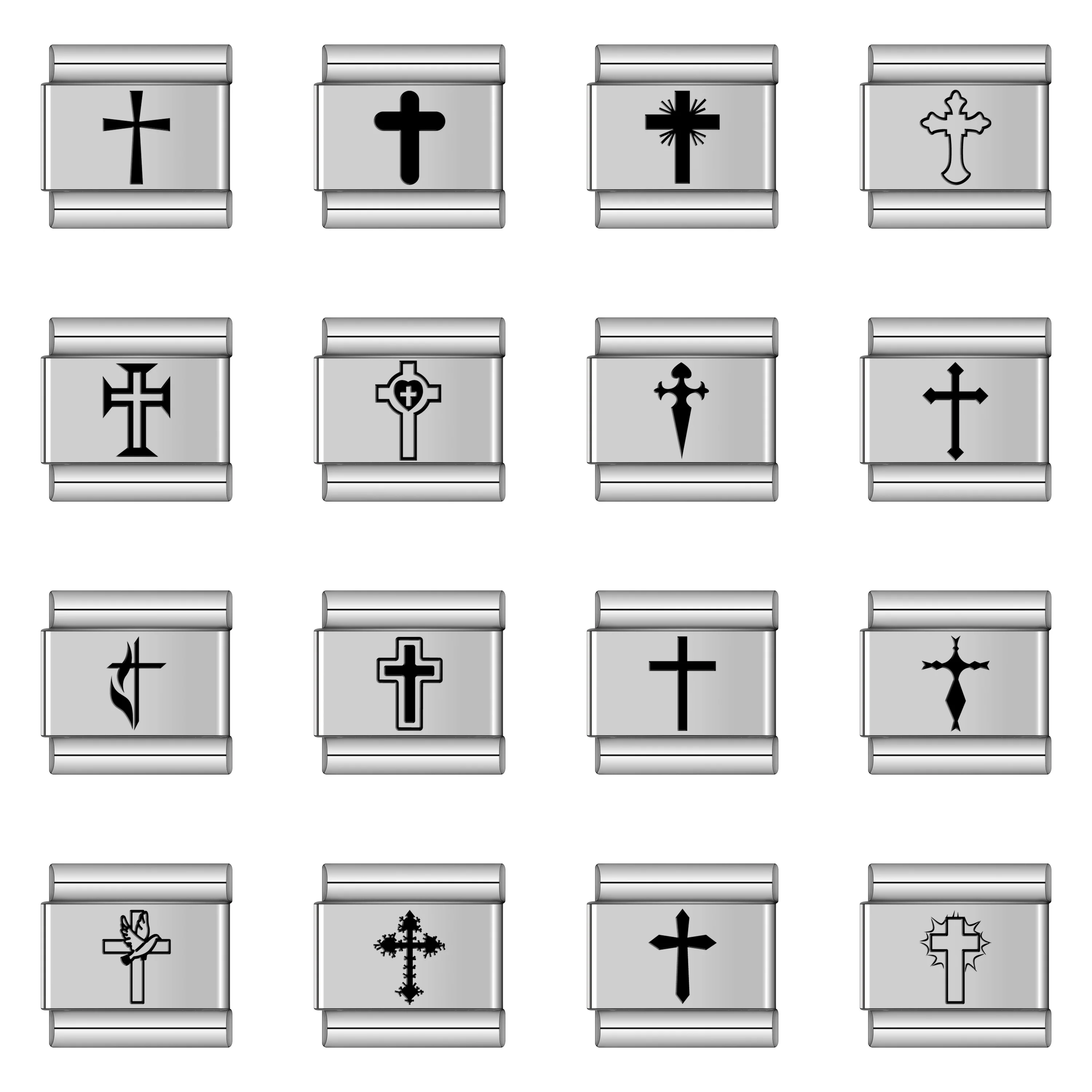 

New Top Italian Bracelets Charm Links Fit 9mm Cross Charm Religion Jesus Stainless Steel Accessories Crucifix Jewelry DIY Making