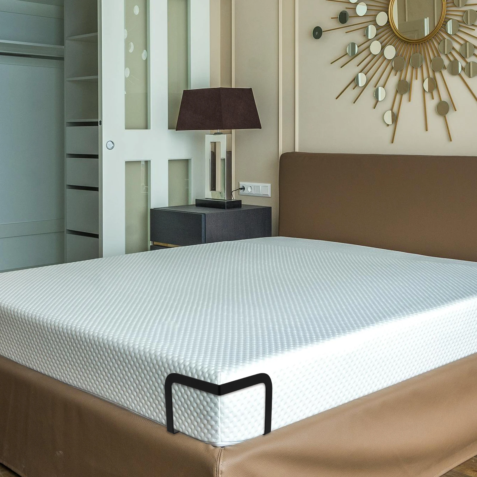 

1PC Anti slip Mattress Fixed Frame Retainer Bar Black Holders mattress iron holder non slip bed frame longlasting material