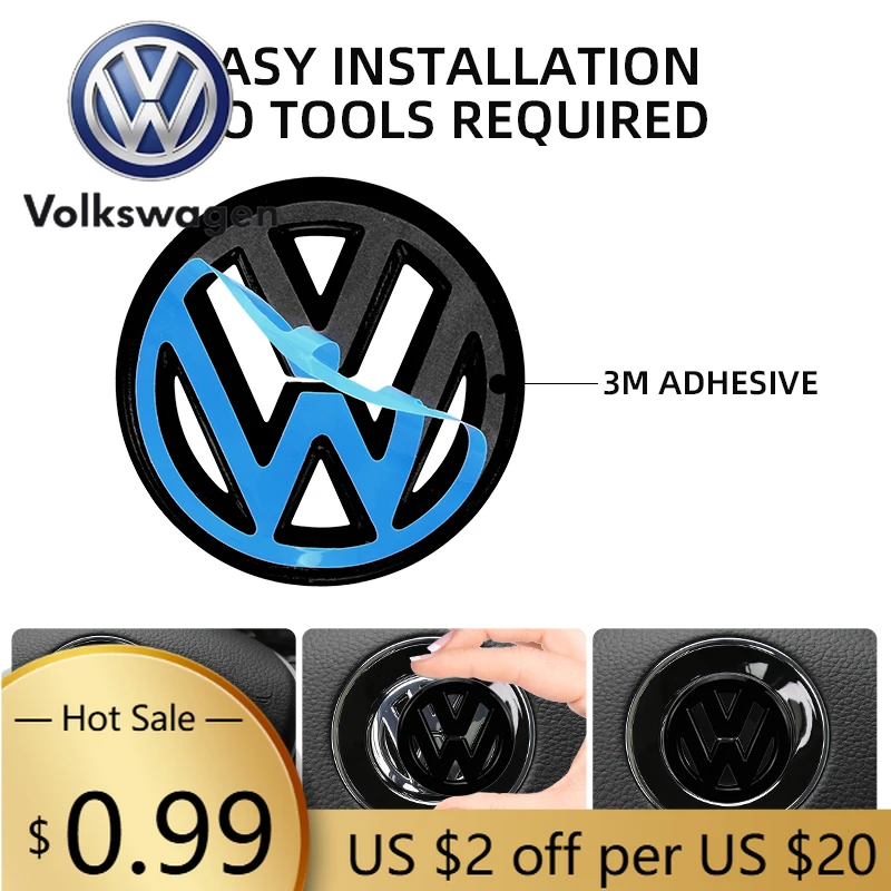 

2026 New For VOLKSWAGEN VW fashion Car ABS Plastic Steering Wheel Logo Circle Trim Sticker For Volkswagen VW Golf Polo Jetta Mk6