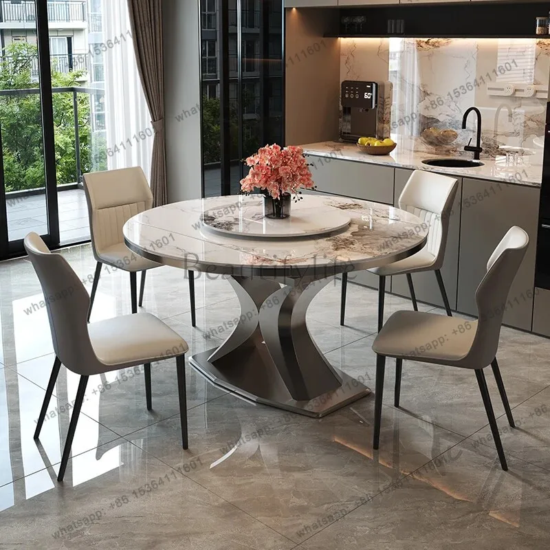 zj.Cute Modern Mesa Plegable Luxury Furniture Luxury Dinner Round Table Salon Living Room Dinette Garden Small Dining Table Set