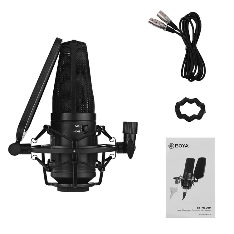 BY-M1000 Professional Studio Condenser Microphone Sound Recording 3 Patterns for Singer Vocals Voice Youtube Vlog