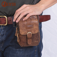 JOYIR Genuine Leather Men Vintage Waist Pack 6.7 inch Mobile Phone Pouch Bag Travel Outdoor Waist Bag Fanny Pack Belt Bag