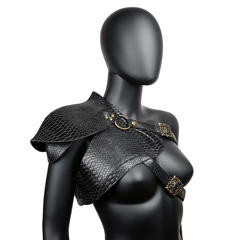 New European Medieval Steampunk Women's Armor Vest Pu Leather Punk Shawl Halloween Cloak Female Makeup Dress Party Cosplay Props
