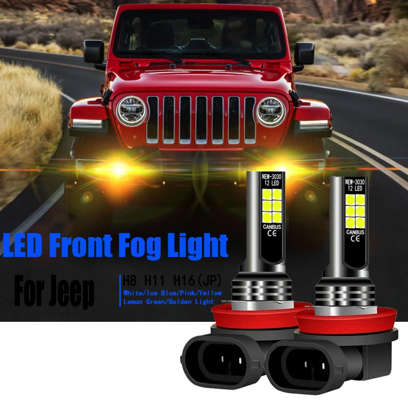 

2pcs LED Front Fog Light Bulb Lamps H11 For Jeep Cherokee KL Compass Grand Cherokee Renegade 2014 2015 2016 2017 2018 2019 2020