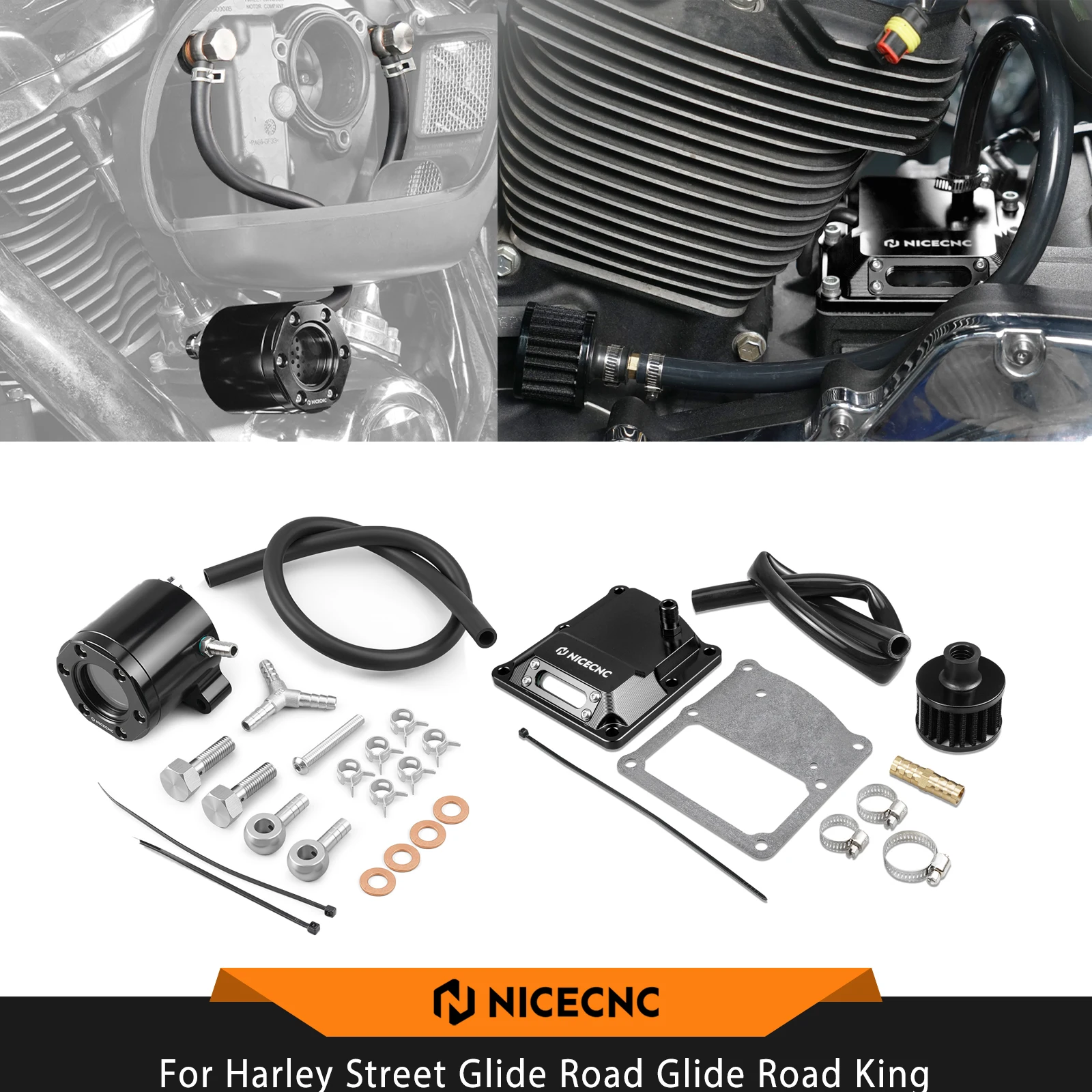 Für Harley Softail Touring Street Glide FLHX /Special Road Glide 2017-2023 Externes Entlüftungsset & Belüftete Getriebe-Abdeckung