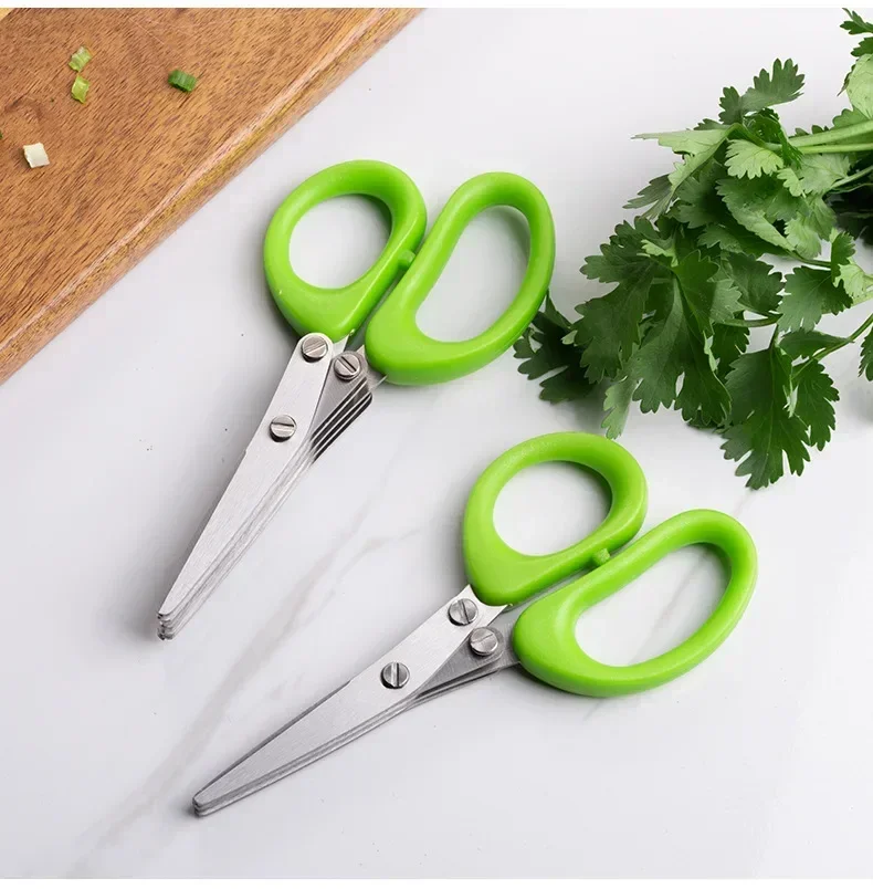 3/5 Tier Kitchen Scissors Pepper Shredding Onion and Seaweed Cutting Cooking Tools Multifunctional Stainless Steel Scissors