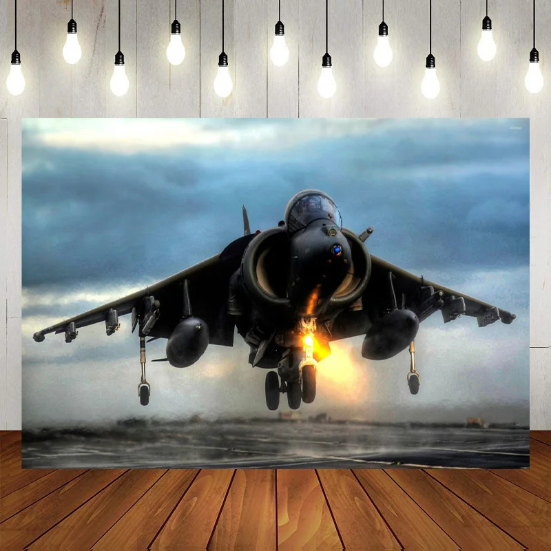 Battleship Aircraft Backdrop Happy Birthday Party Decor Photography Air Combat Fighter Military Theme Background Banner