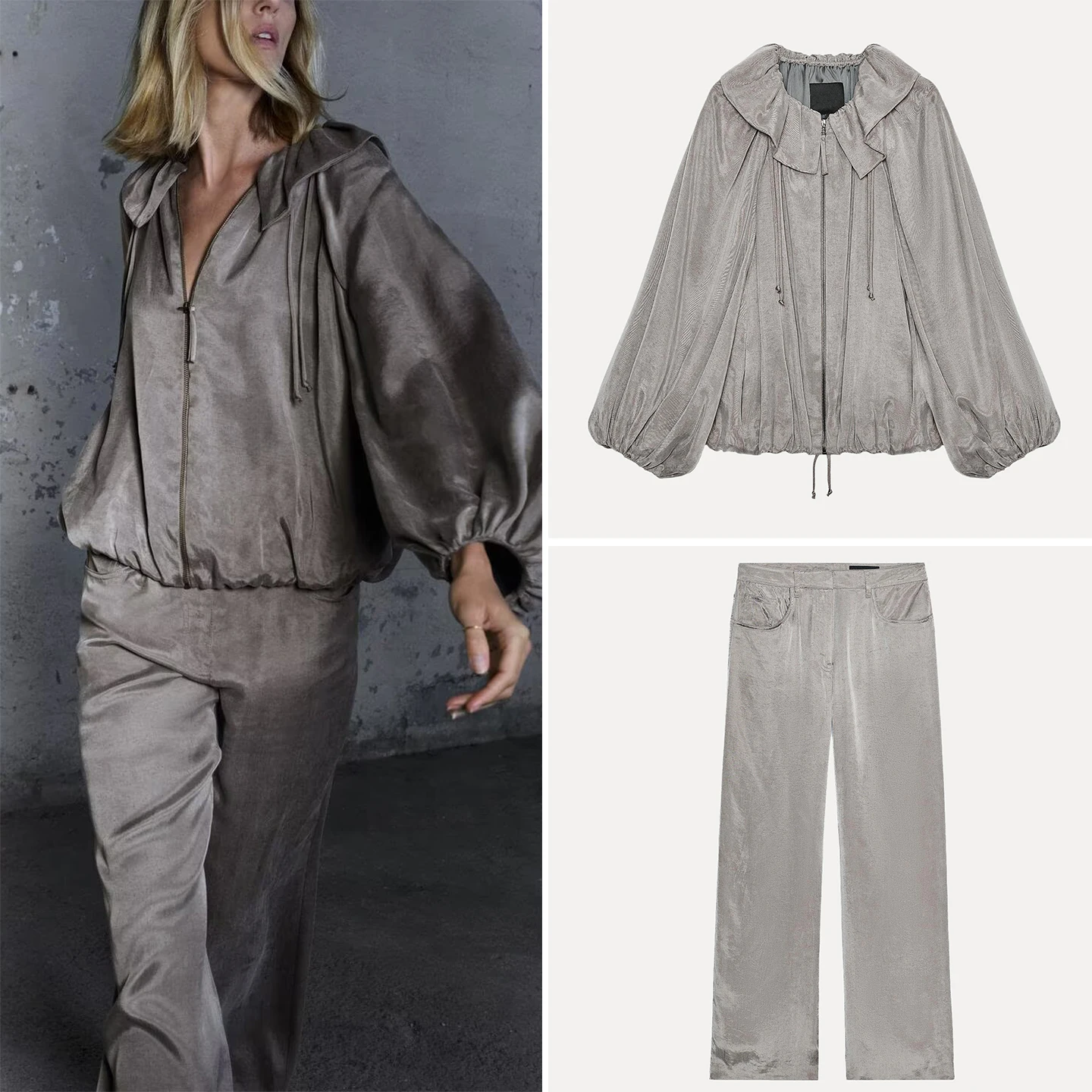 

Sweet Sle Jaet, комплект пальто и брюк для женщин, осень 2024, драпированные брюки, европейская мода, четыре сезона, женский наряд для взрослых