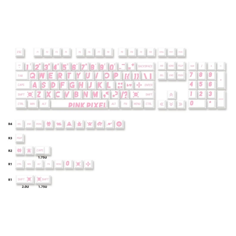 129 Keys Large Characters Keycaps Thick PBT DyeSublimation Lightproof CherryProfile KeyCap Set For Mechanical Keyboard