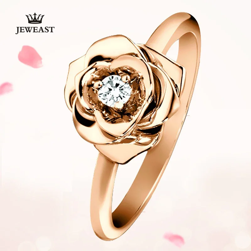Natural Diamond 18K Gold Pure Gold Ring Real 18K Solid Gold Rings Upscale Trendy Classic Party Fine Jewelry Hot Sell New 2025
