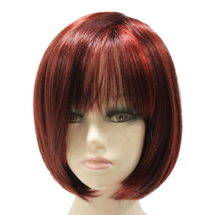 

Brown red Short straight Synthetic Hair Wigs for Women Short Bob Costume Wig capless wigs for party