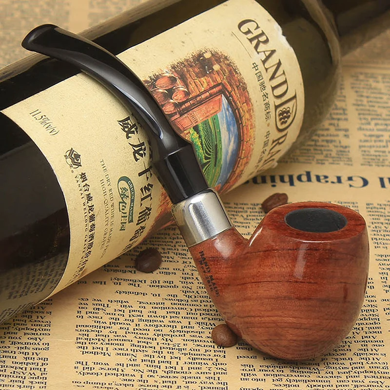 

MUXIANG-Kevazingo Wood Tobacco Pipe, фильтры 9 мм, высокое качество, курительная трубка с изогированным стержнем, набор инструментов для чистки 10 шт., подарок для мужчин