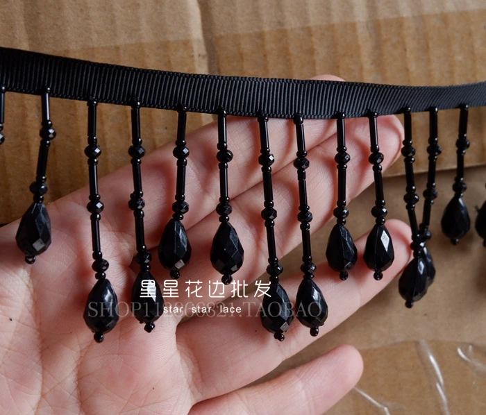 Water Drop Crystal Pendant Beaded Lace Trim Tassel Fringe DIY Stage Clothing Home Curtain Wedding Decorative Accessories