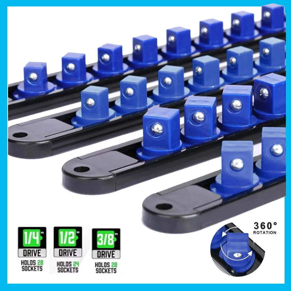 1/4 3/8 1/2 Premium 360° Swivel Socket Organizer Quality Socket Holders Sliding Stand Sleeve Rail Rack Tool Easy to use 2026