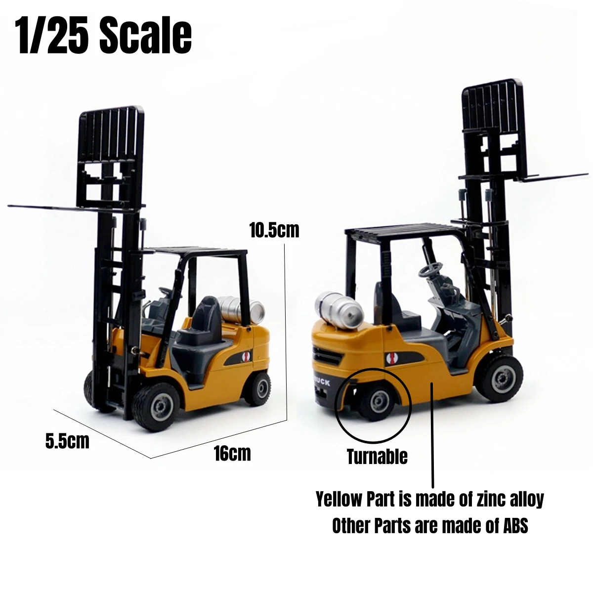 Forklift Truck Engineering Vehicle Car Toy For Children 1/20 Diecast Miniature Metal Model 1/25 Collection Gift For Boys Kid