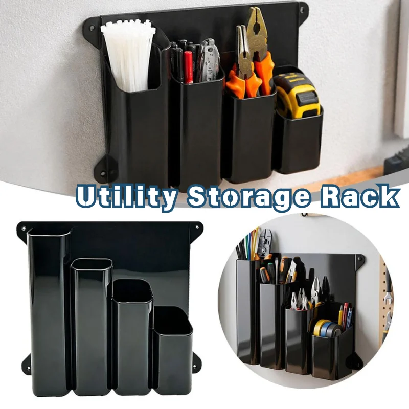 1/2PCS 4 Slots Workbench Wall Mount Tool Organizer Four Compartment Hardware Storage Rack For Garage Utility Accessories