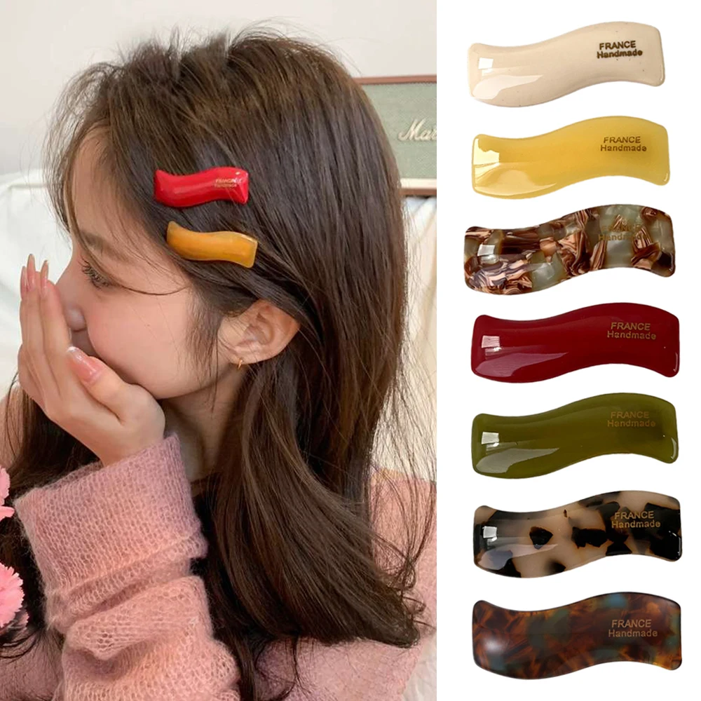 10Color Mini Small Wavy Shape Hair Clip Acetic Acid Duckbill Barrettes Broken Hair Bangs Clip Side Head Hairpin Summer Headdress