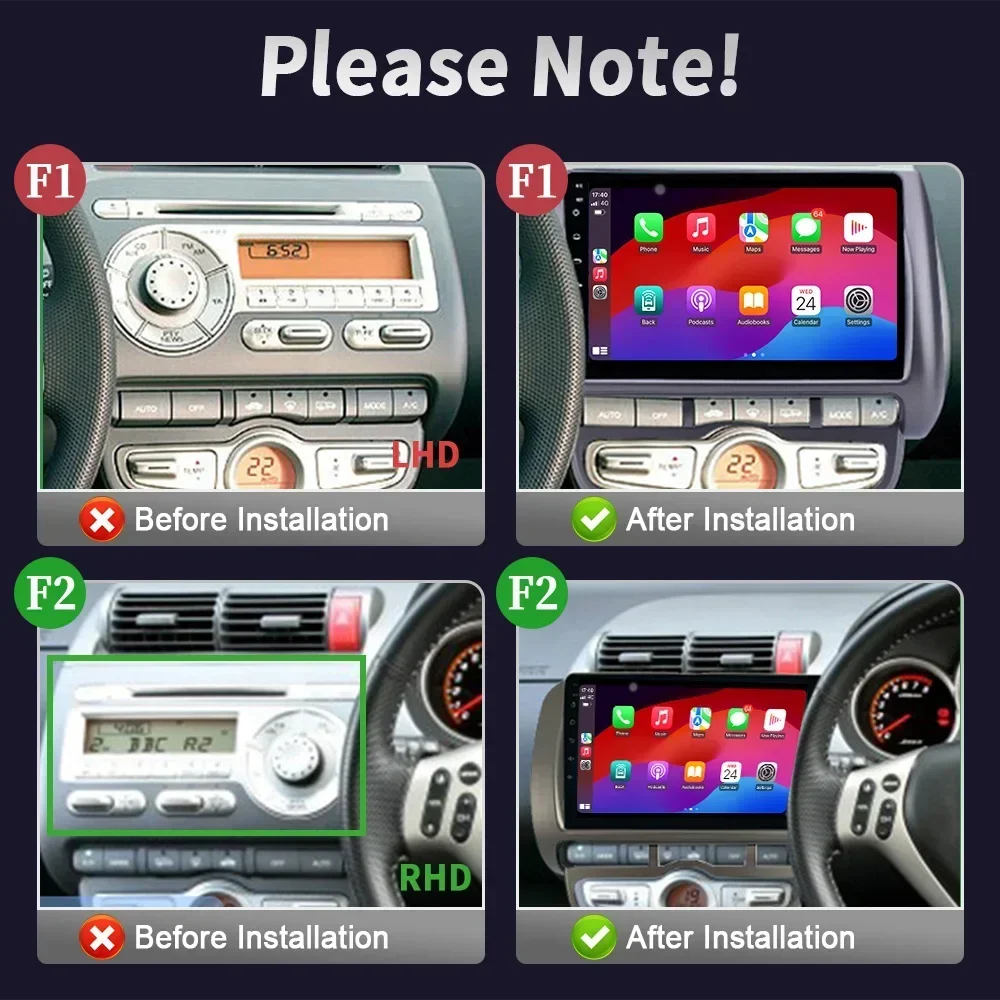 For Honda Fit Jazz 2002 - 2008 Car Radio Multimedia Player Android Bluetooth Wireless CarPlay Touch Screen Stereo