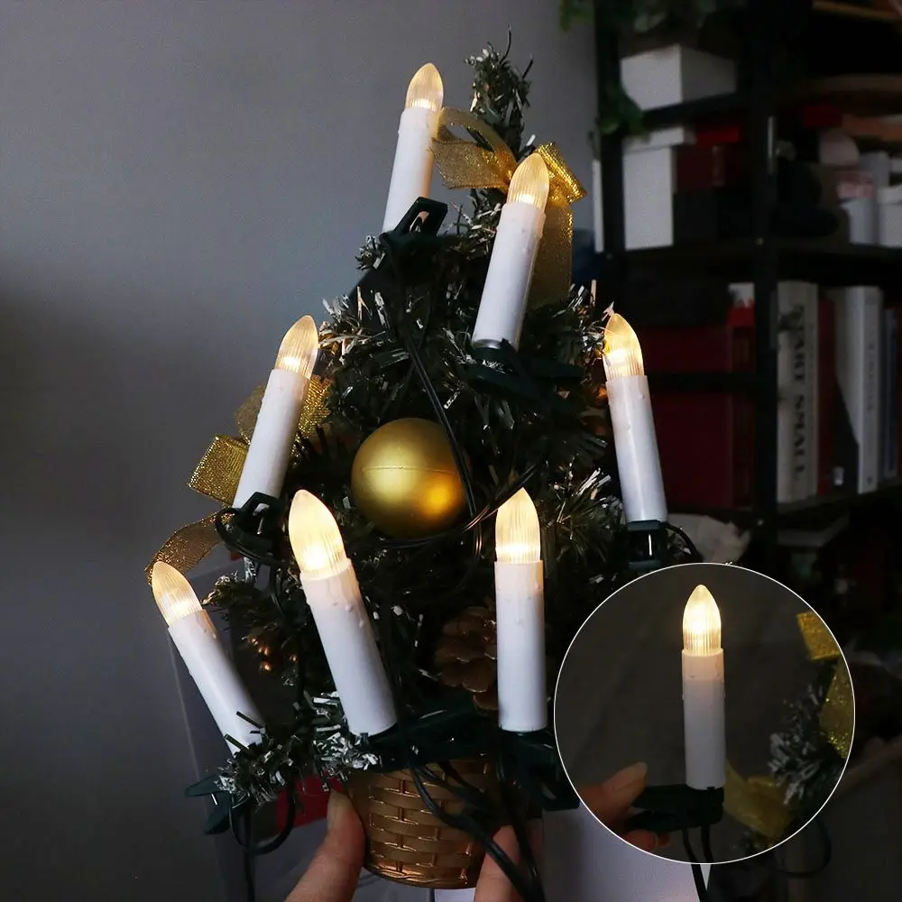 

20PCS Flameless LED Candle String USB Powered Cone Shaped Christmas Tree Decorative Light Clip-on Warm Light