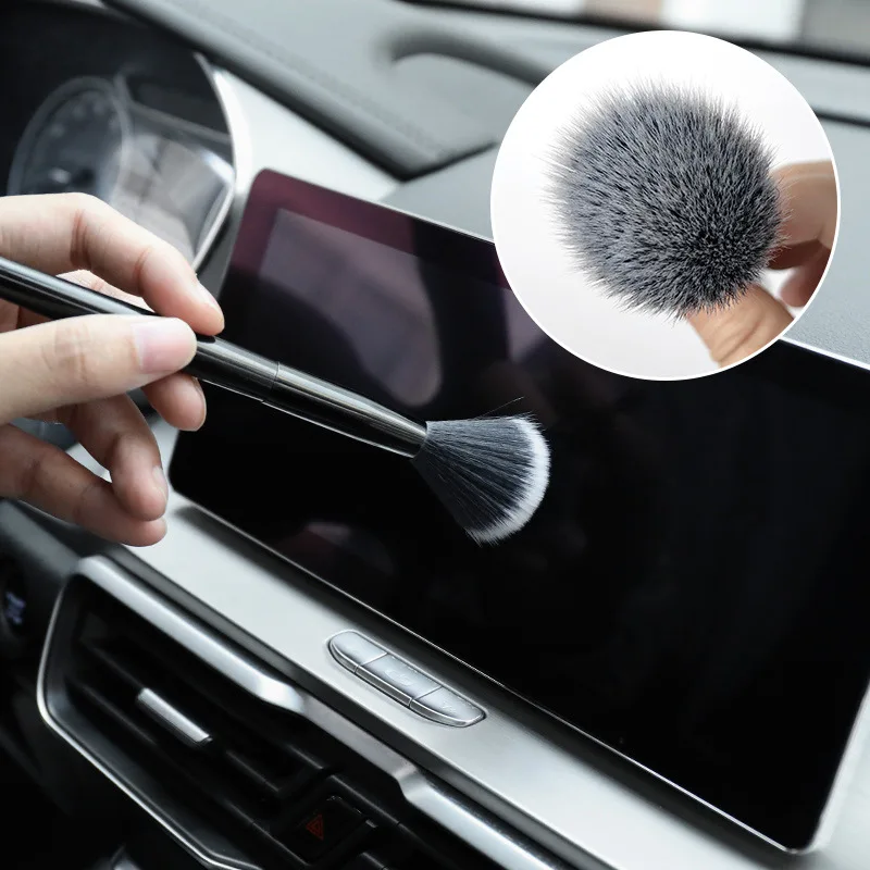 

2pcs Car Interior Ultra-Soft Brushes Dashboar Air Outlet Duster Soft Bristles Portable Clean Detailing Brush Auto Accessories