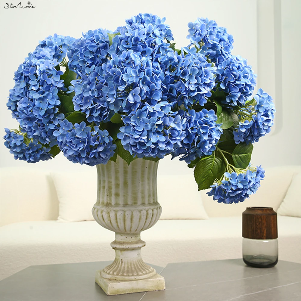 SunMade Luxury Large Hydrangea Branch Artificial Flowers Wedding Decoration Home Decor Flores Artificiales Blue Flower Chritmas