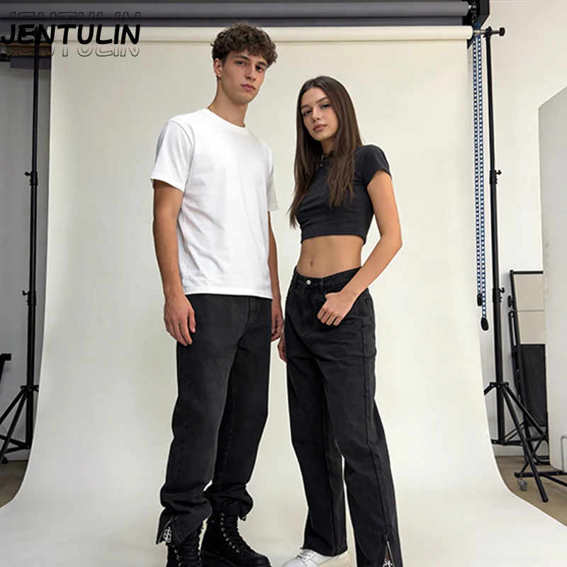 Vintage Waist Men Clothing Hip Hop Embroidered Jeans Wide Leg Trouser Y2K Baggy Pants Clothes Men Embroidered Baggy Jeans Pant