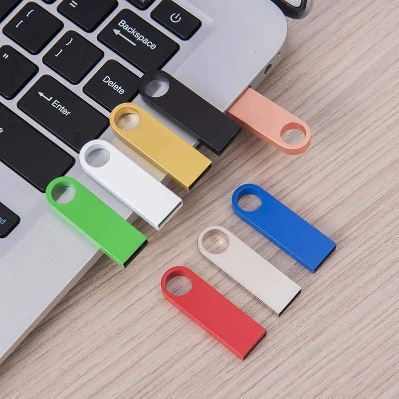 50Pcs/Lot Waterproof Color Metal USB2.0 Flash Drive 4GB 8GB 16GB 32GB 64GB 128GB Memory Stick Free Custom LOGO