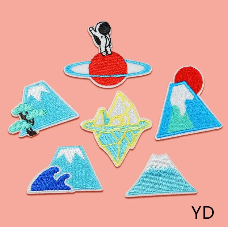 Recién llegado, 10 Uds., parche bordado de colinas, planchado para coser en pantalones vaqueros, abrigo, camiseta, bolsa, zapato, sombrero, decoración, motivo de reparación, accesorio con emblema