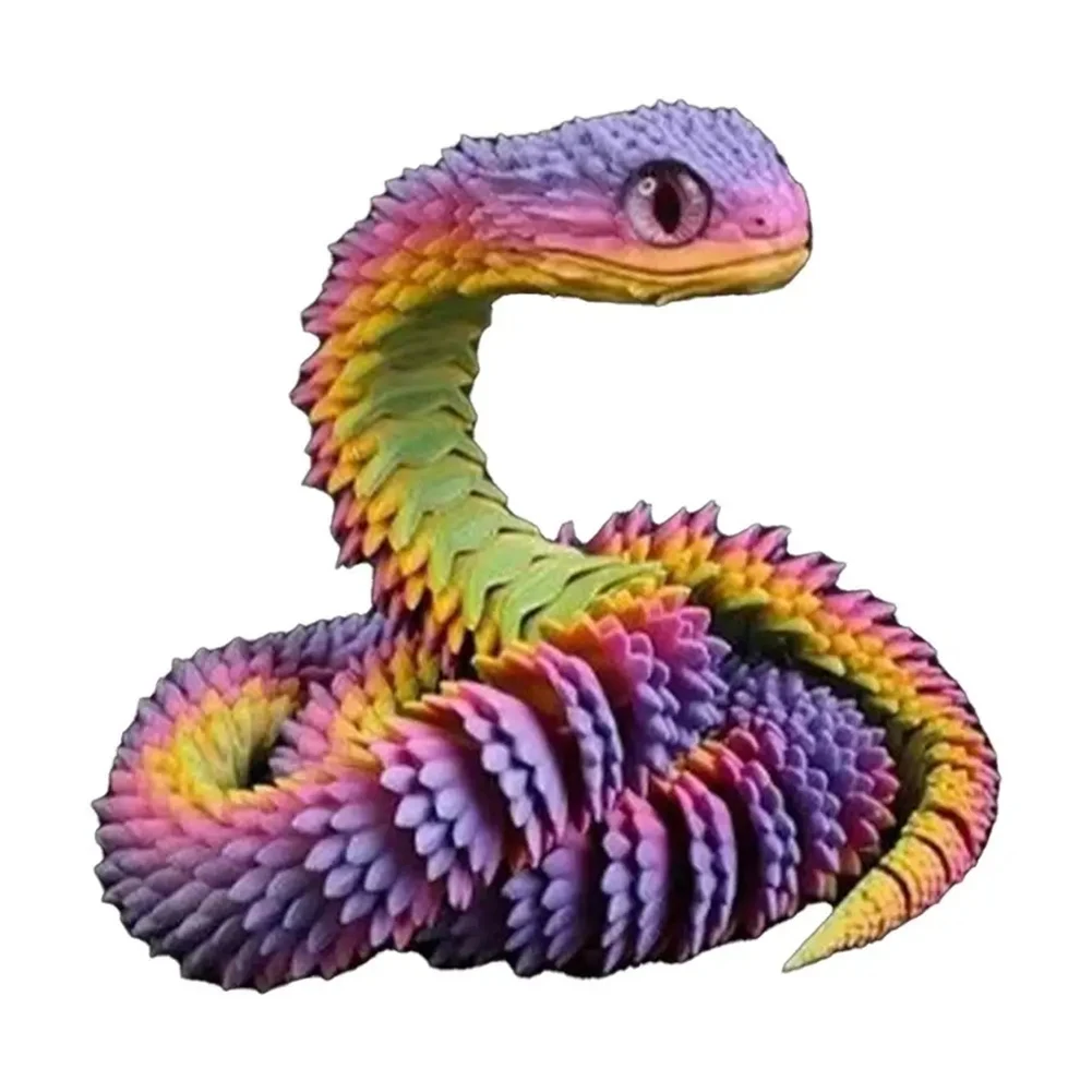 3D Printed Snake Fidget Toy Crystal Flexible Joints Executive Desk Toys Home Decor Perfect Gifts for Autism