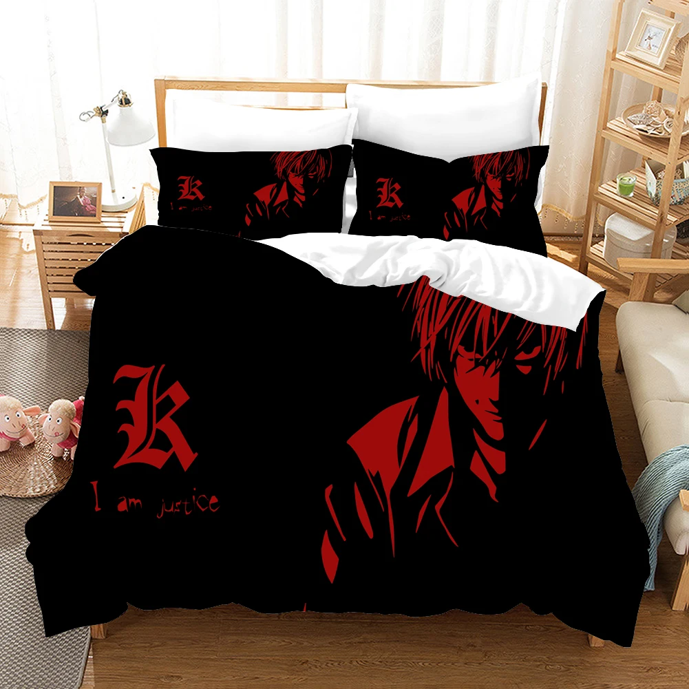 Anime Death Note Bedding Set Cartoon Fashion 3d Black Comforter Bed Linen Twin Queen King Single Size Duvet Cover Sets