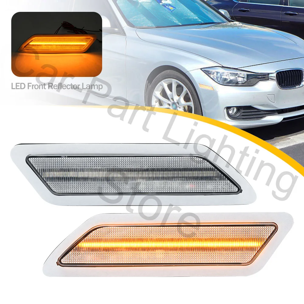 2Pcs For BMW 3 Series F30 F31 320i 320ix 328d 328dx 328i LED Front Bumper Reflector Light Side marker Lamps Turn Signal Lights