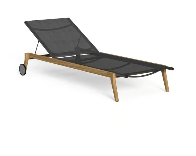 & Best Selling Outdoor Furniture Patio Garden Wood Sun Lounger Solid Wood Beach Chair Wood Sunbed